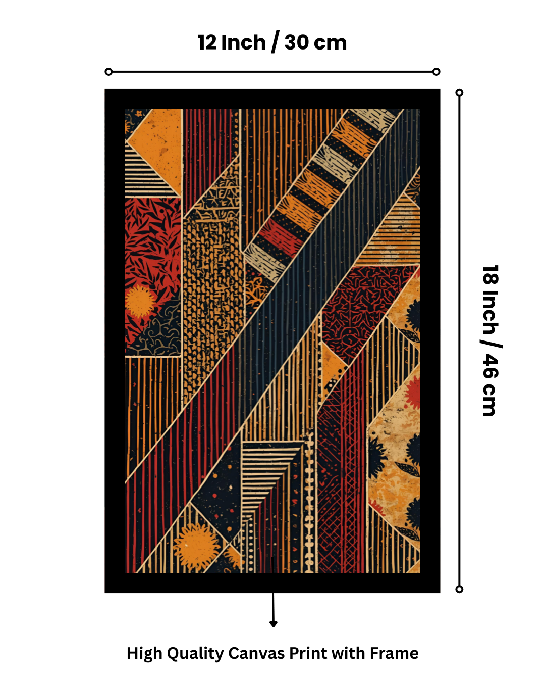 Contemporary Abstract Canvas Wall Frame for Living Room – Textured Red & Gold Art Print