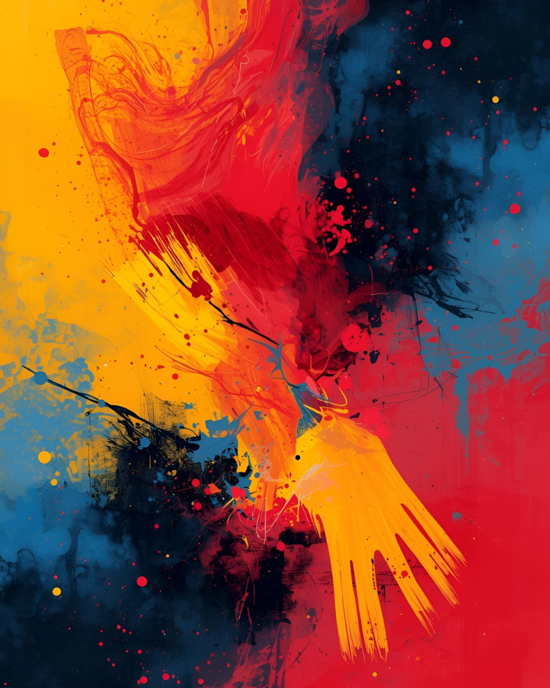 Bold Splash Abstract Canvas Painting – Vibrant Color Wall Frame for Home & Office Decor (12x18 Inch)