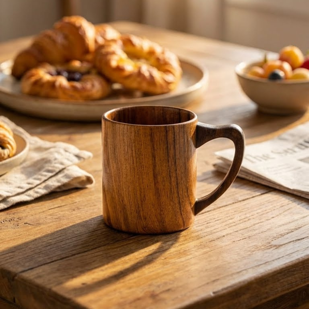 Teak Wood Coffee Mug (Pack of 1)