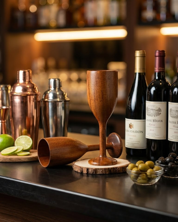 Small Teak Wood Wine Glass (Set of 2) 60ml