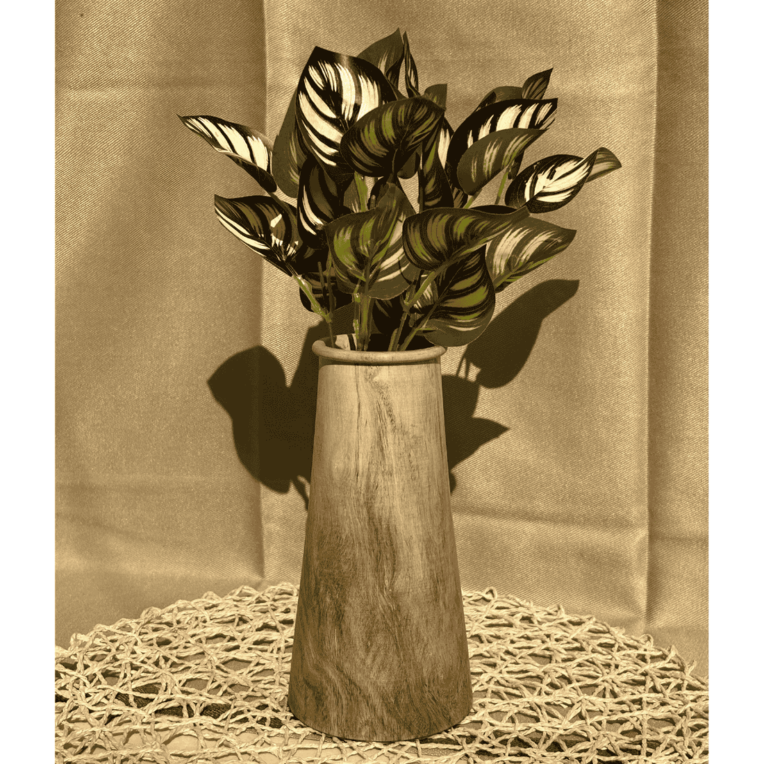 rustic wooden flower vase