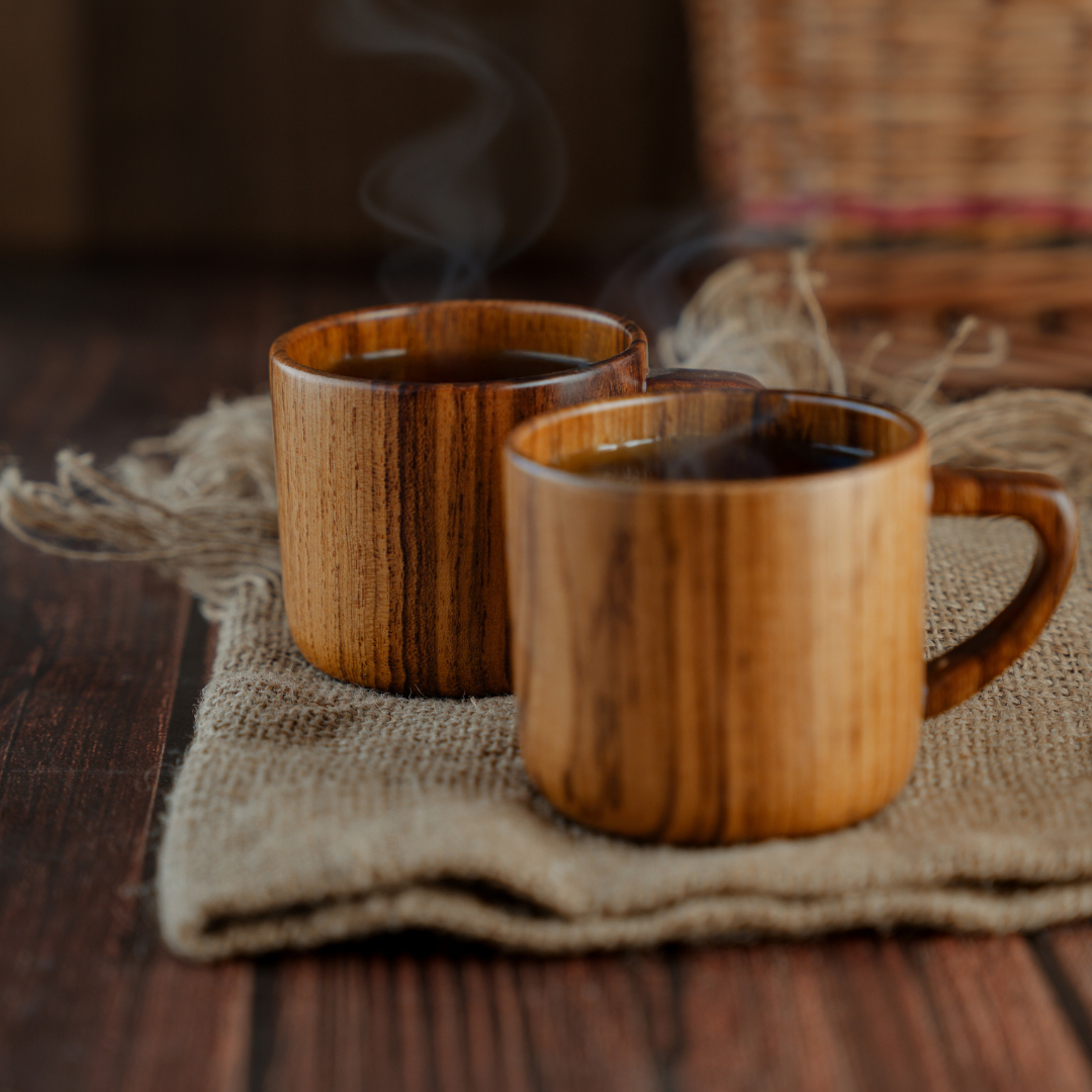 teak wood tea cup