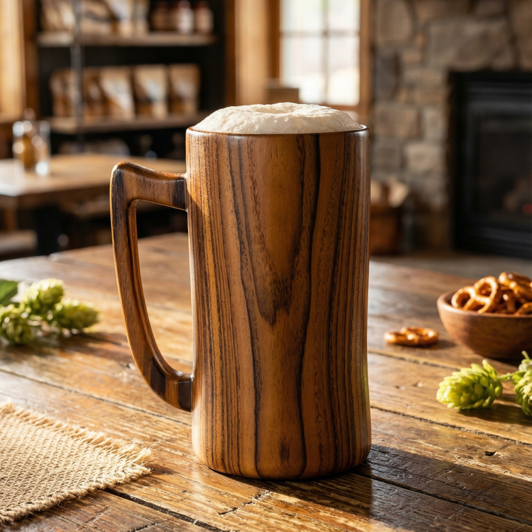 Teak Wood Beer Glass (700ML)