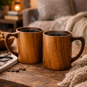 Teak Wood Coffee Mug (Set of 2)
